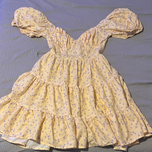 Princess Polly Yellow Floral Backless Dress - Picture 1 of 3